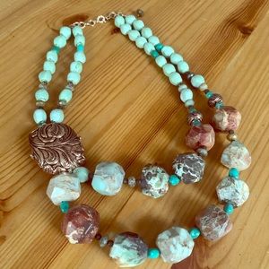 Studio BARSE Copper & SS Accent Boulder Necklace